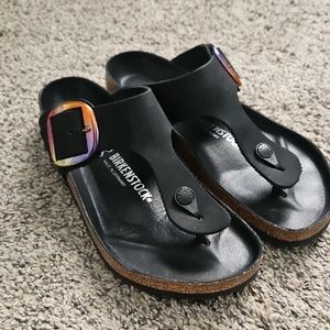 Birkenstock Gizeh Big Buckle Sandals with Iridescent Buckle